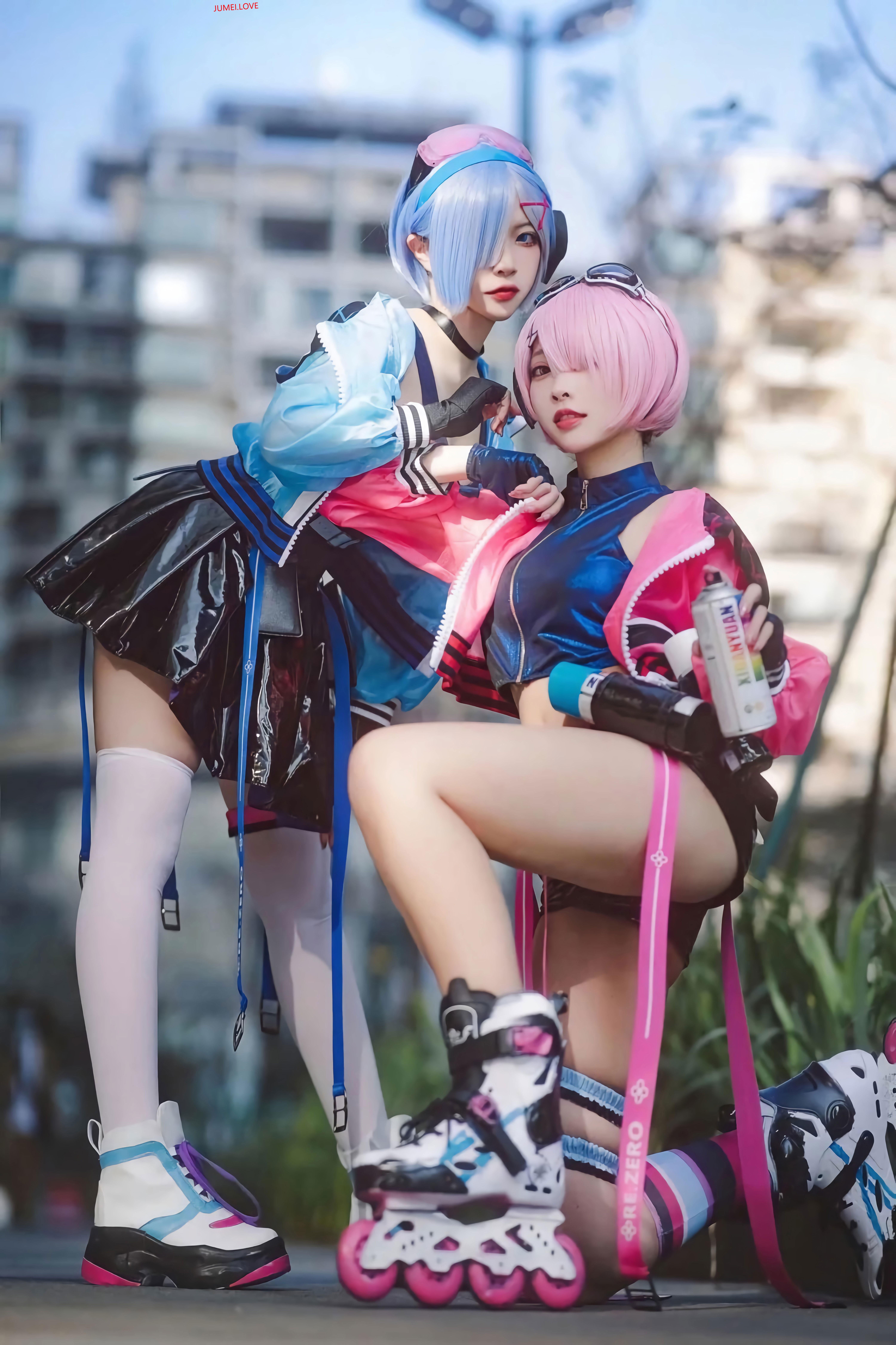 人气Coser二佐Nisa&宫本桜 - 蕾姆&拉姆 霓虹都市 第14张