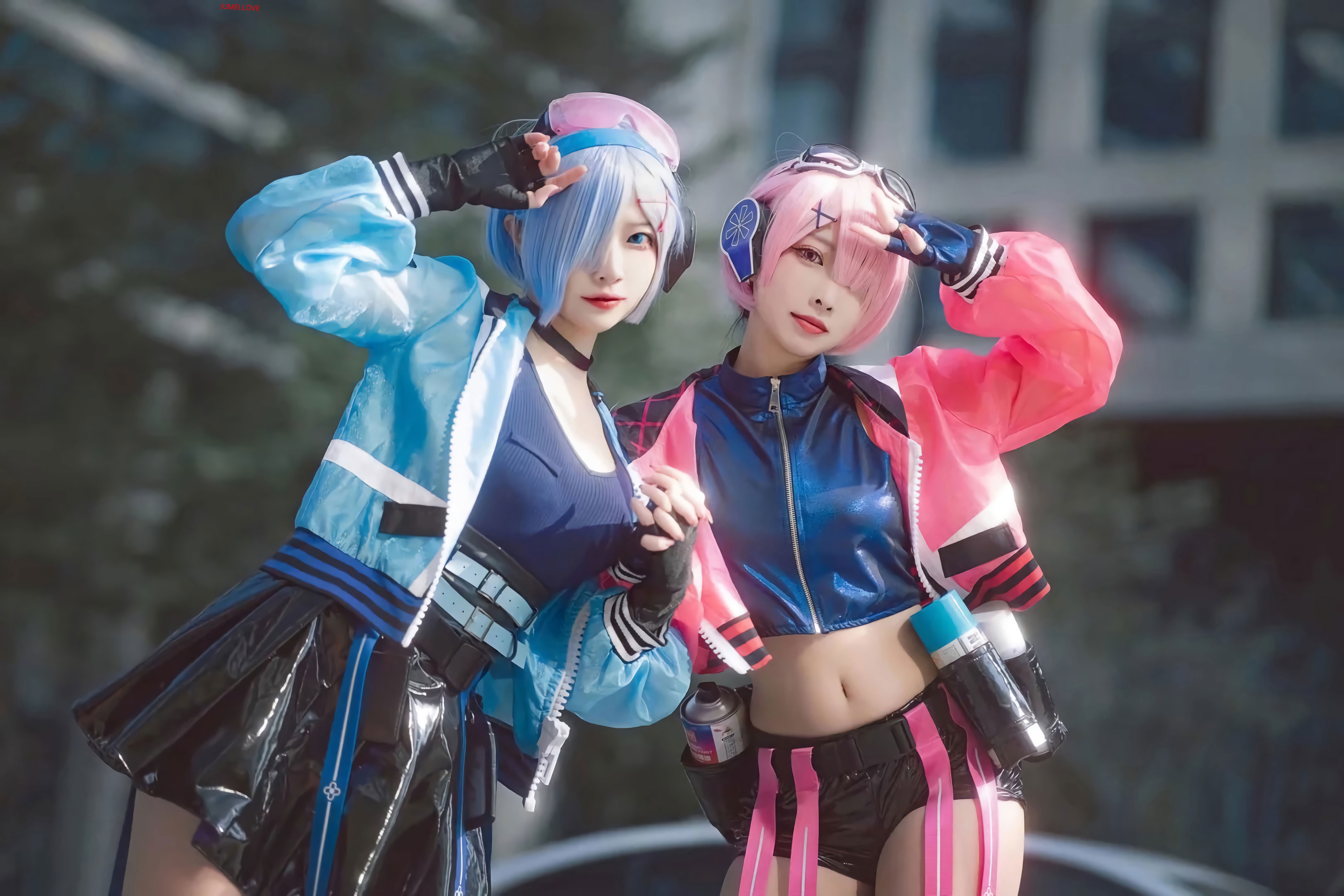 人气Coser二佐Nisa&宫本桜 - 蕾姆&拉姆 霓虹都市 第2张