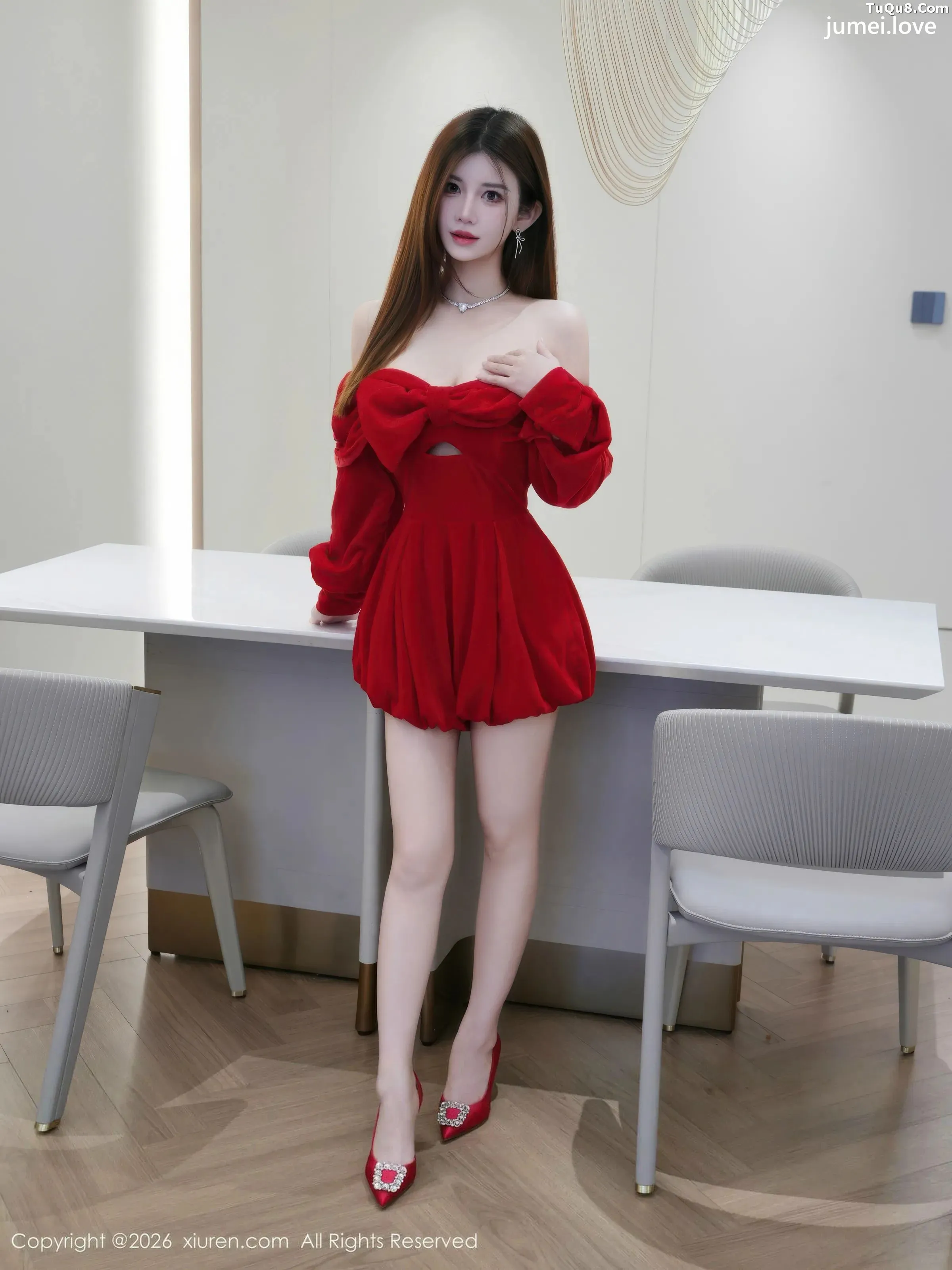 苏甜橙子性感红色连衣短裙配超薄黑丝秀凹凸身材绝美写真51P 第53张