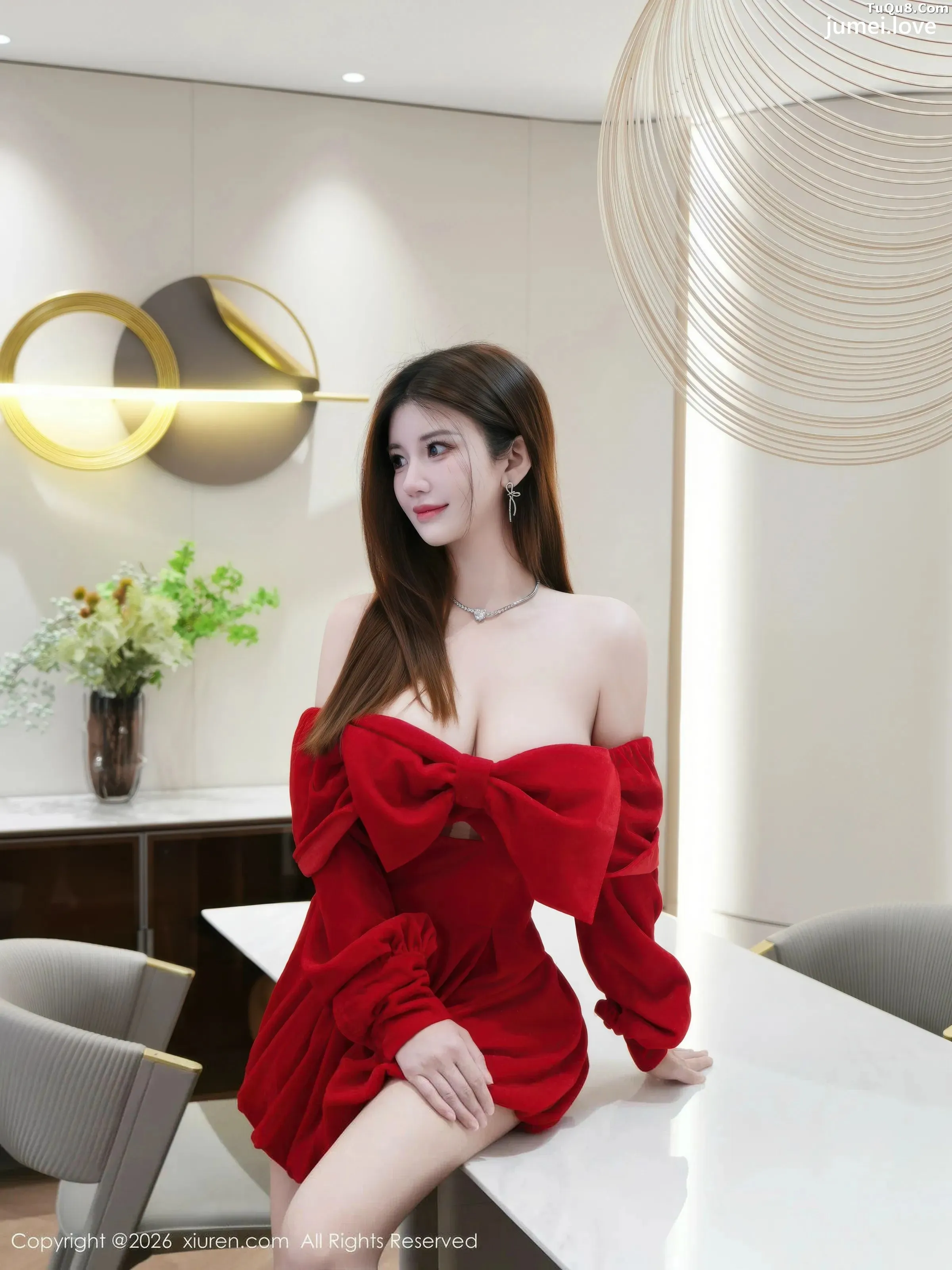 苏甜橙子性感红色连衣短裙配超薄黑丝秀凹凸身材绝美写真51P 第35张