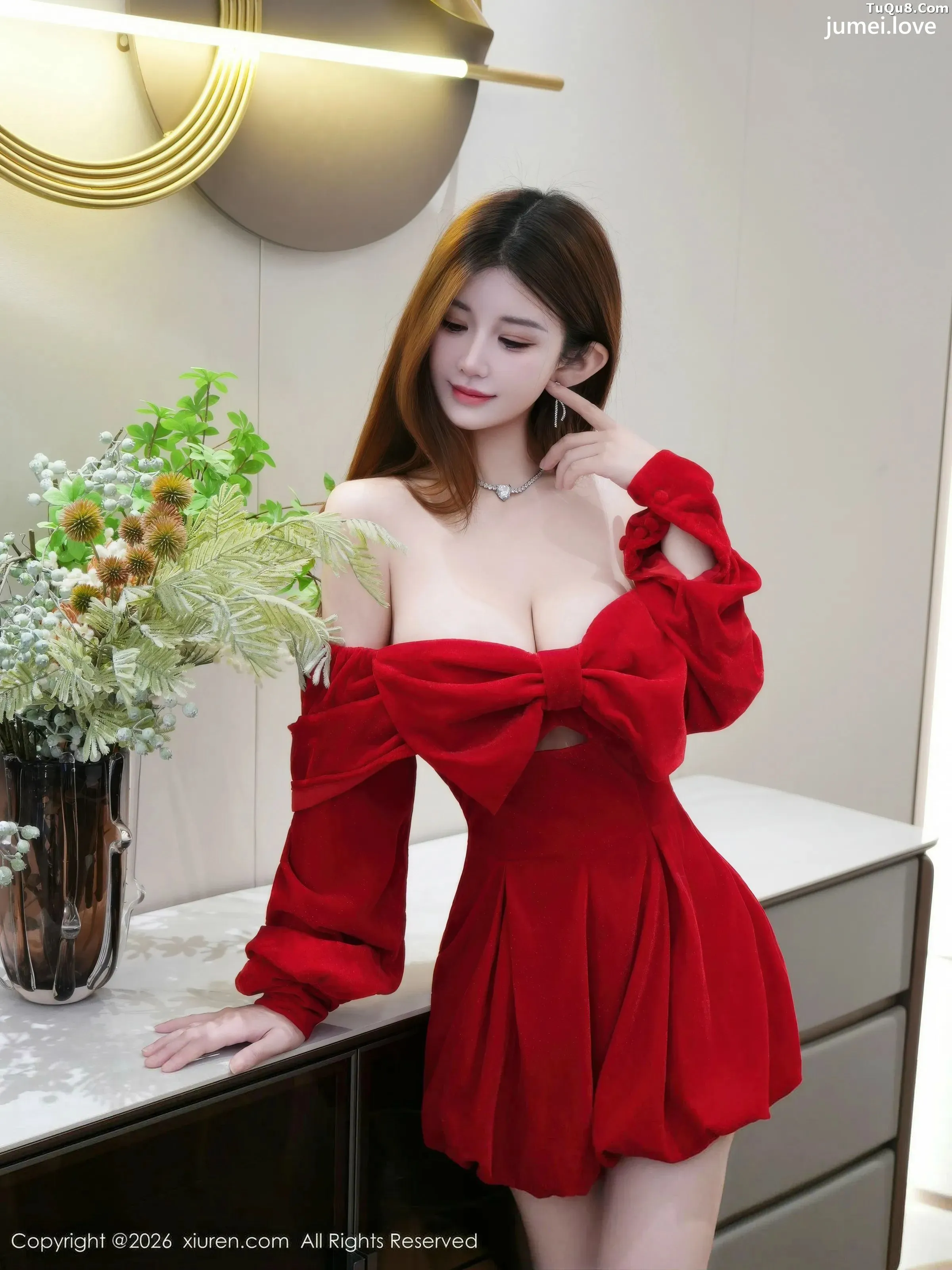 苏甜橙子性感红色连衣短裙配超薄黑丝秀凹凸身材绝美写真51P 第46张