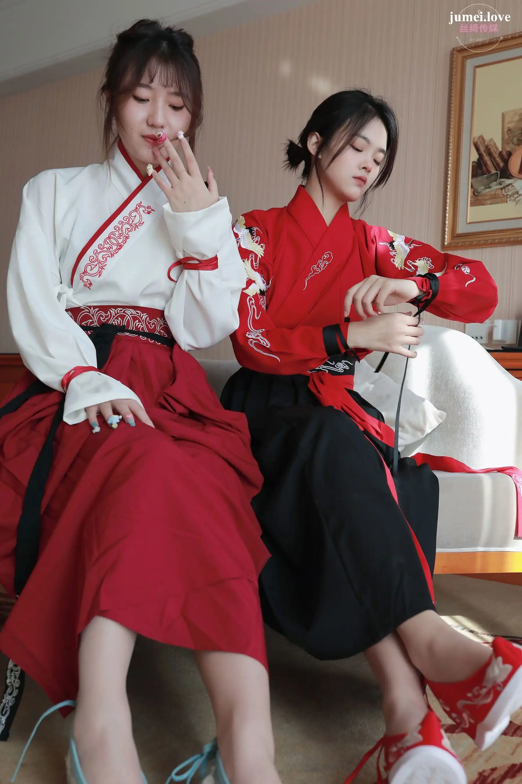 凡夫摄影 - 可菲&晓莲 红色古装汉服丝足 第41张
