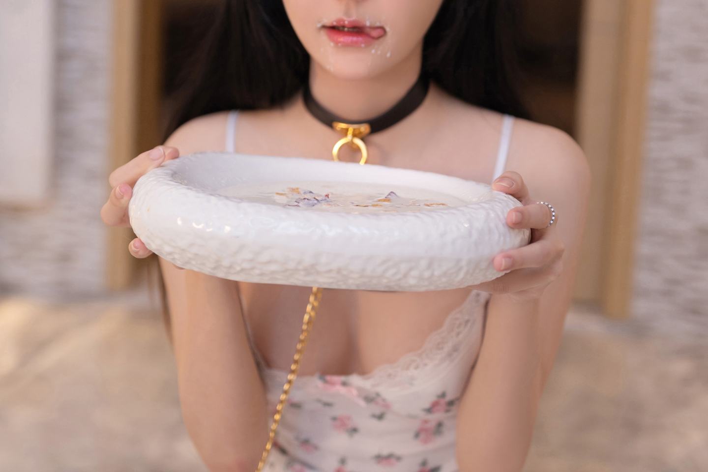 谢小蒽 NO.038 内购无水印 NO.7718 白色花纹睡裙